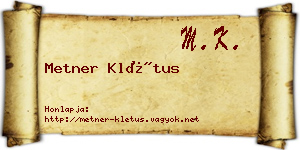 Metner Klétus névjegykártya